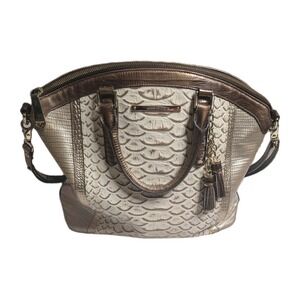 Brahmin Large Duxbury Leather Purse Bag Satchel Neutral Brown